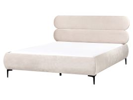 LESASY Bed Velvet 160 x 200 cm (EU King Size) Light Beige