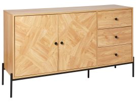 3 Drawer Sideboard Light Wood and Black ARIZONA
