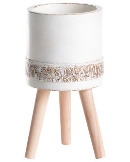 KSIATOS Elevated Plant Pot Ceramic 22 cm Off-White