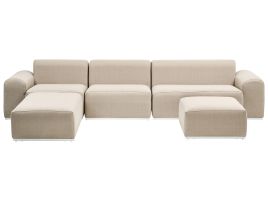 Garden Sofa with Ottoman 7 Seater BATTIFOLLO Modular Beige