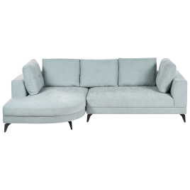 NORALITH Chenille 3 Seater L Shaped Corner Sofa - Light Blue, Right Hand Facing