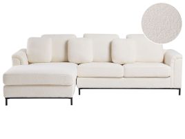 Right Hand Boucle Corner Sofa White OSLO