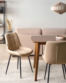 DAHIVO Faux Leather Dining Chairs Set of 2 - Beige