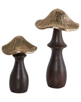 FRITHWELL Mushroom Figurines Set of 2 - Black with Gold
