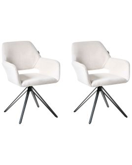 FAVERSDON Fabric Dining Chairs - Set of 2 - Off White