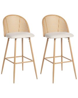 Set of 2 Bar Chairs CORNELL Metal Light Brown