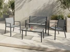 BRENVAR Garden 4 Seater Sofa and Table Set - Grey