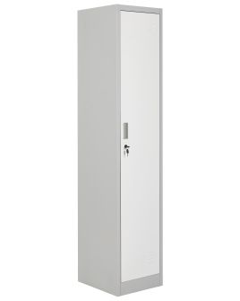 CLARESTON Metal Single Door Office Storage Locker Cabinet - Grey with White