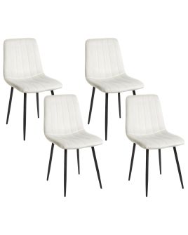 Set of 4 Dining Chairs KALISPELL Velvet Off-White