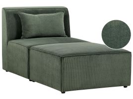 LEABRIDGE Corduroy Fabric Chaise Longue - Dark Green