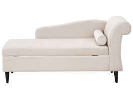 STOWMERE Velvet Right-Hand Chaise Lounge with Storage - Beige
