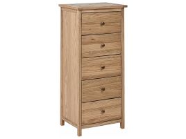 SENTA Oak Finish Chest of Drawers - Tallboy, Medium-sized, 5 Drawers