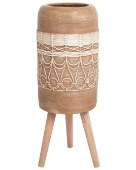 Elevated Plant Pot DRYOPTERIS Ceramic 29 cm Light Brown