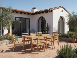 BRAVENTO Garden 8 Seater Table and Chair Set - Light Brown