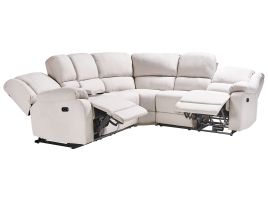 Corner Fabric Electric Recliner Sofa with USB Port Light Beige ROKKE