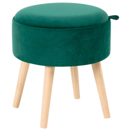 LASCION Velvet Storage Stool - Emerald Green