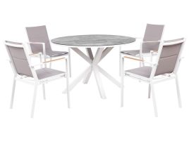 Garden Dining Set 4 Seater MALETTO/BUSSETO Metal Marble Effect Grey