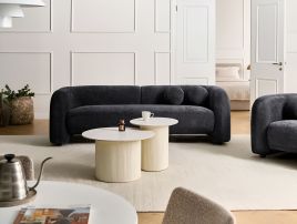 BAYUFA Chenille Fabric 3 Seater Sofa - Black