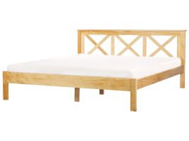 TERWAY Bedframe Wood 180 x 200cm EU Super Kingsize Bed Light Wood