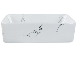 Ceramic Countertop Basin Marble Effect 490 x 380 mm White HOPI