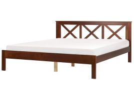 TERWAY Bedframe Wood 180 x 200cm EU Super Kingsize Bed Dark Wood