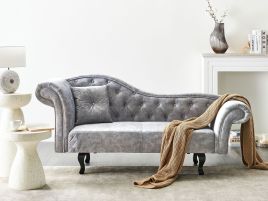 CAKUXA Velvet Left Hand Chaise Longue - Grey