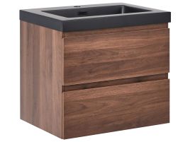 ANSTOW Wall Mounted Vanity Unit with Basin - Brown