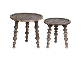 Set of 2 Mango Wood Side Tables Dark MARNOO