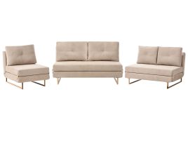COMDEN Fabric 3 Seater 2 Seater and 1 Seater Sofa Set - Light Brown