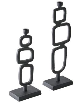 FURNWELL Metal Candle Holders Set of 2 - Black