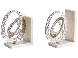 GAINSDEN Marble Bookends Set - Silver