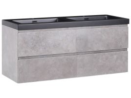 ANSTOW Wall Mounted Double Basin Vanity Unit - Grey