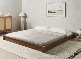 DITAXI Super Kingsize Rubberwood Bedframe without Headboard - Dark Brown