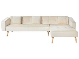 Corner Sofabed - VADOVIA Left Hand Facing Velvet Beige