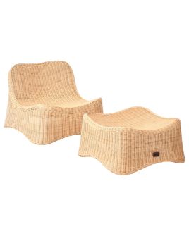 HALEWORTH Garden Armchair with Ottoman - Natural