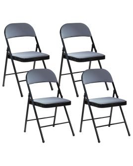 Set of 4 Folding Chairs SPARKS Dark Grey