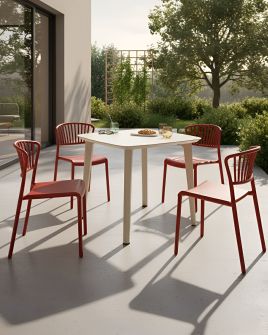 CEVERO Garden Chairs Set of 4 - Red