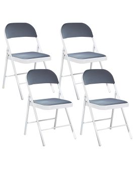 Set of 4 Folding Chairs SPARKS Dark Grey