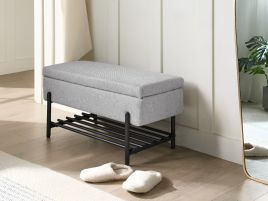 BOJAXO Fabric Ottoman Storage Pouffe - Burgundy