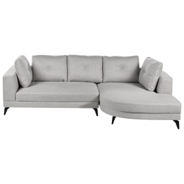 NORALITH Faux Linen 3 Seater L Shaped Corner Sofa - Grey, Left Hand Facing