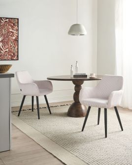 DAJARO Corduroy Dining Chairs Set of 2 - Light Beige