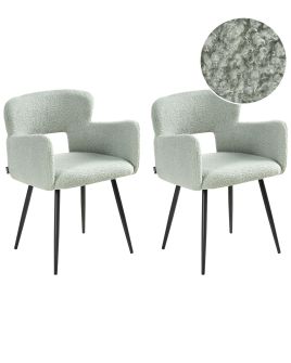 FERNSHAW Boucle Fabric Dining Chairs - Set of 2 - Light Green