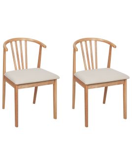 Set of 2 Dining Chairs CRAIG Wood Light Brown