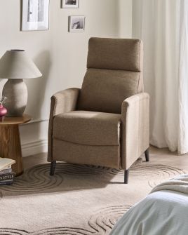 NATAXI Fabric Recliner Sofa with Footrest - Brown