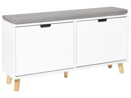 ZEWA 2 Compartment Shoe Bench Cabinet White