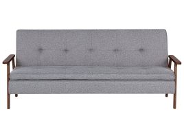 3 Seater Sofabed - TORJAN Sofa Bed Light Grey with Dark Wood