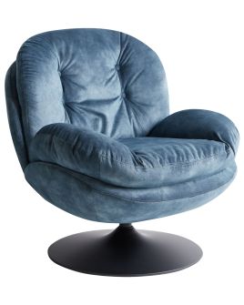 Swivel Armchair NOLVIK Velvet Dark Blue