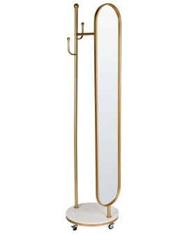 Coat Stand with Mirror LORENA 172 cm Metal Gold