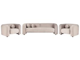 5 Seater Velvet Living Room Set Taupe LEIREN