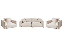 Sofa Set - LVUOS Fabric Living Room Set Light Beige
